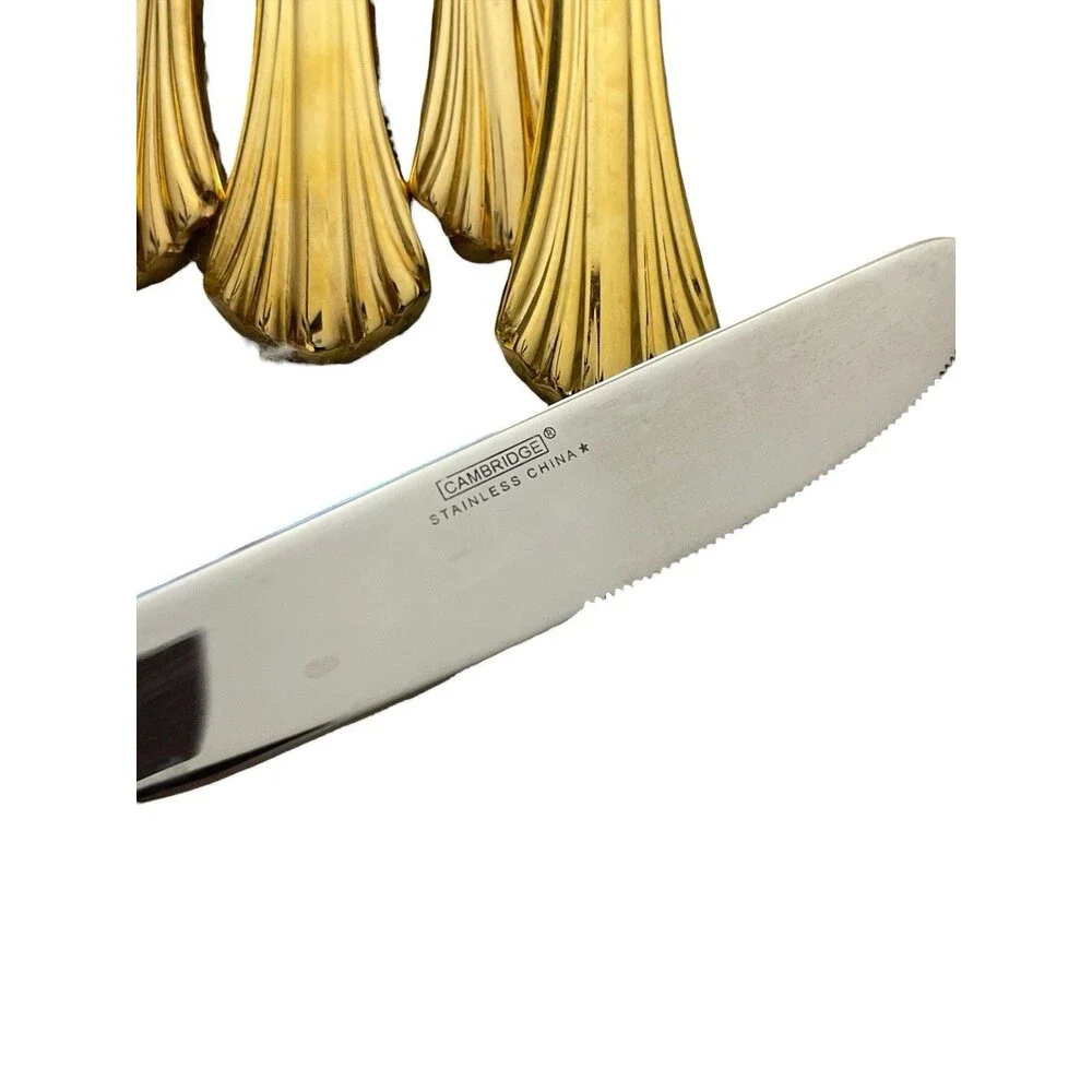 Cambridge Stainless Steel Gold Tracy Twelve Dinner Knives 12 New Set